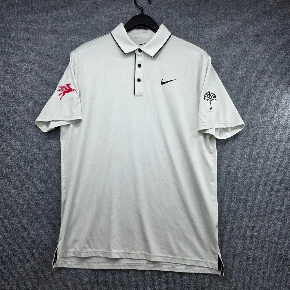 Nike Dri-FIT Mens Golf Polo Shirt Off-White Pegasus Keeton Park Size M